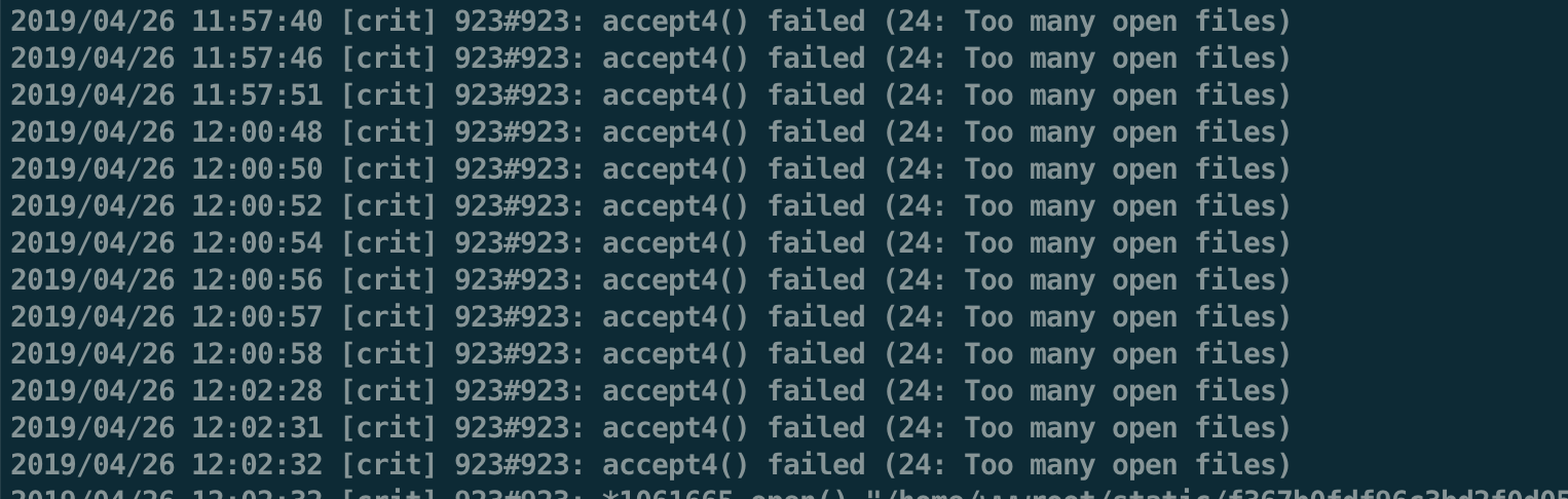 nginx报错accept4() failed (24: Too many open files)