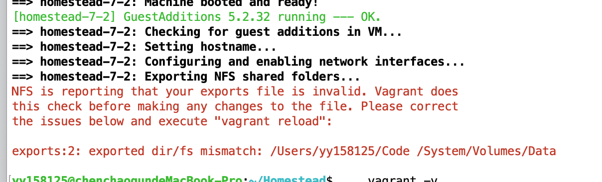 Mac OS升级到Catalina（10.15）后，Homestead启动NFS挂载出错