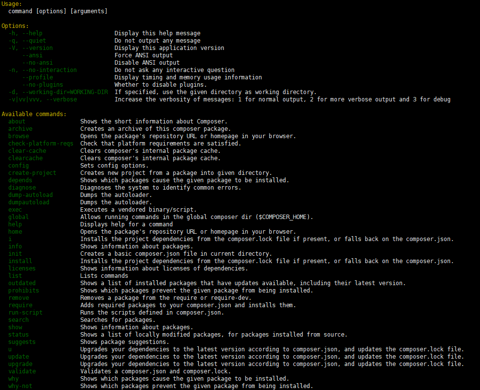 composer 命令列表