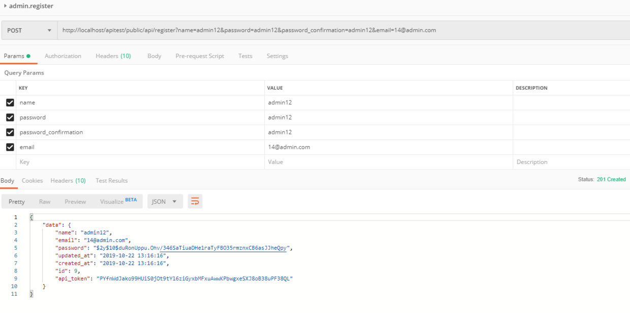 Laravel6 簡單使用 API 註冊訪問實現（適合菜鳥）