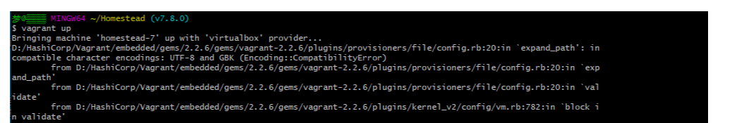 Windows 搭建 Homsetead 使用 Vagrant up 報錯
