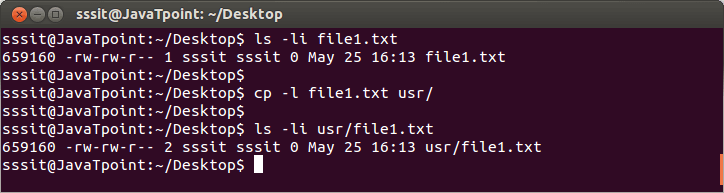 Linux file cp -l