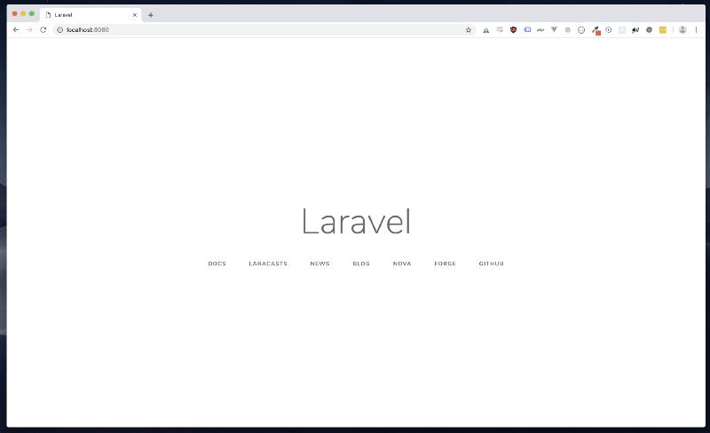 Screenshot of a browser showing the Laravel landing screen
