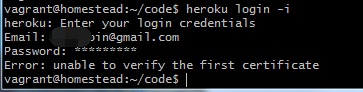 heroku logion -i  提示：unable to verify the first certificate