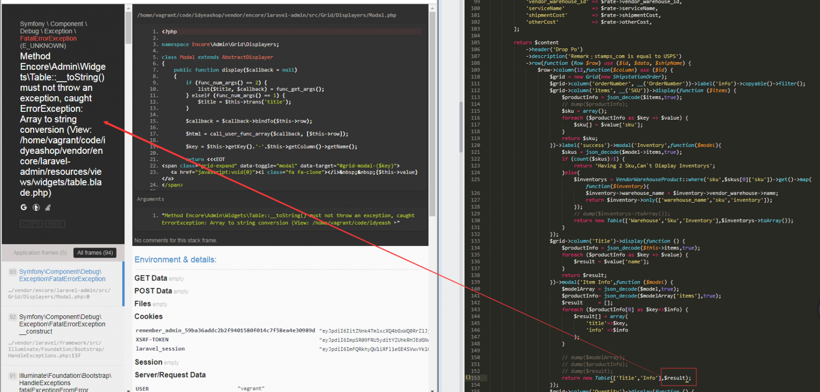 Laravel-admin中，grid某行使用modal方法的疑问