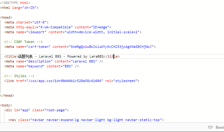 表单验证失败时会返回larabbs首页的HTML，没找到问题在哪？
