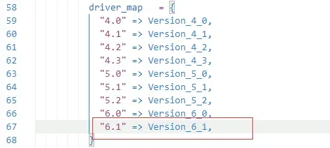 添加一行"6.1" => Version_6_1