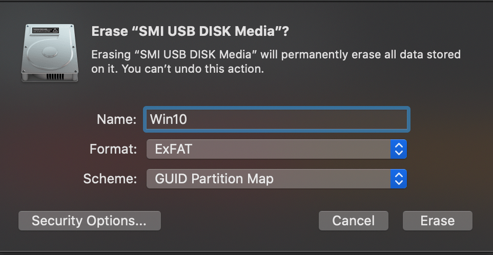 Disk Utility Erase
