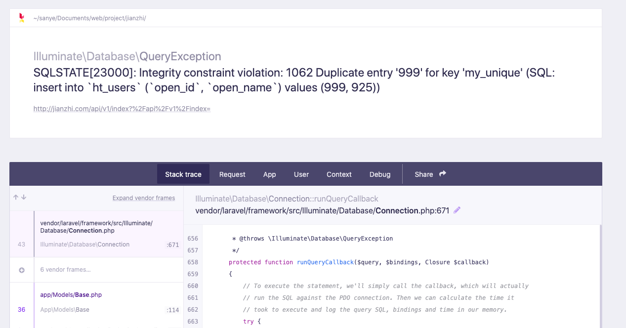 Laravel 7 Ignition 提示界面 空白