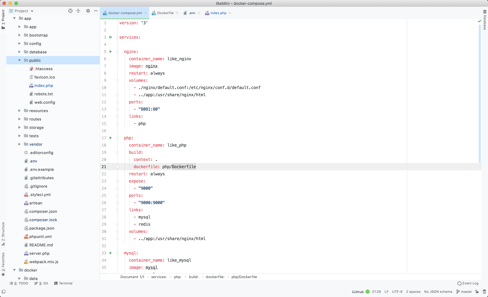 关于docker-compose 构建mysql 8.0 artisan migrate 失败问题