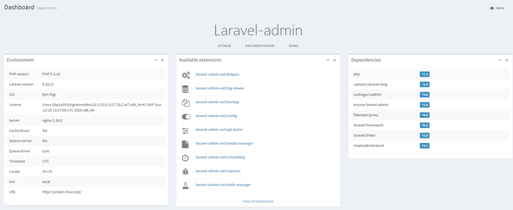 来使用【laravel-admin 】前端组件做个后台首页吧