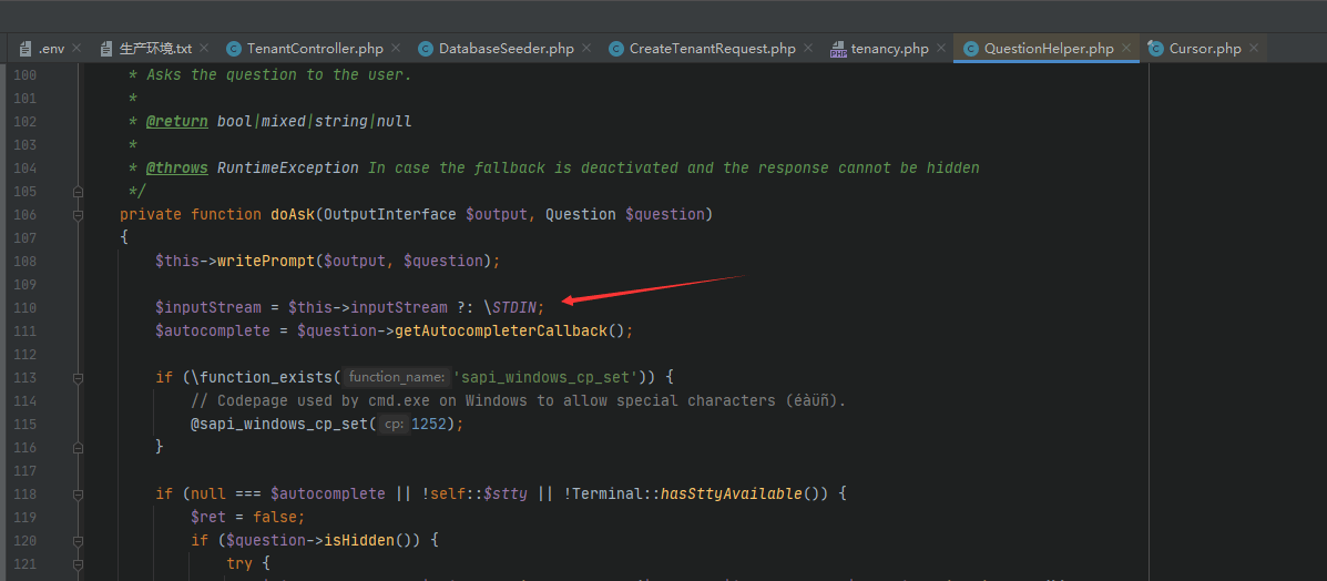 服务器上调用seeder提示Undefined constant 'STDIN'