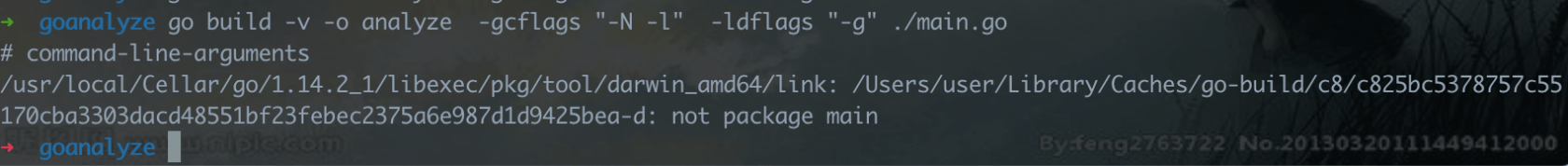 mac环境go build 增加参数-ldflags '-g'参数报错：not package main