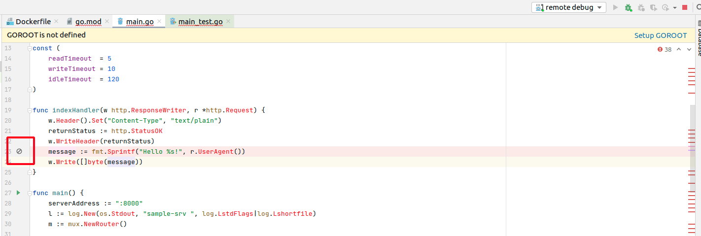 使用docker和goland断点调试代码无法成功断点