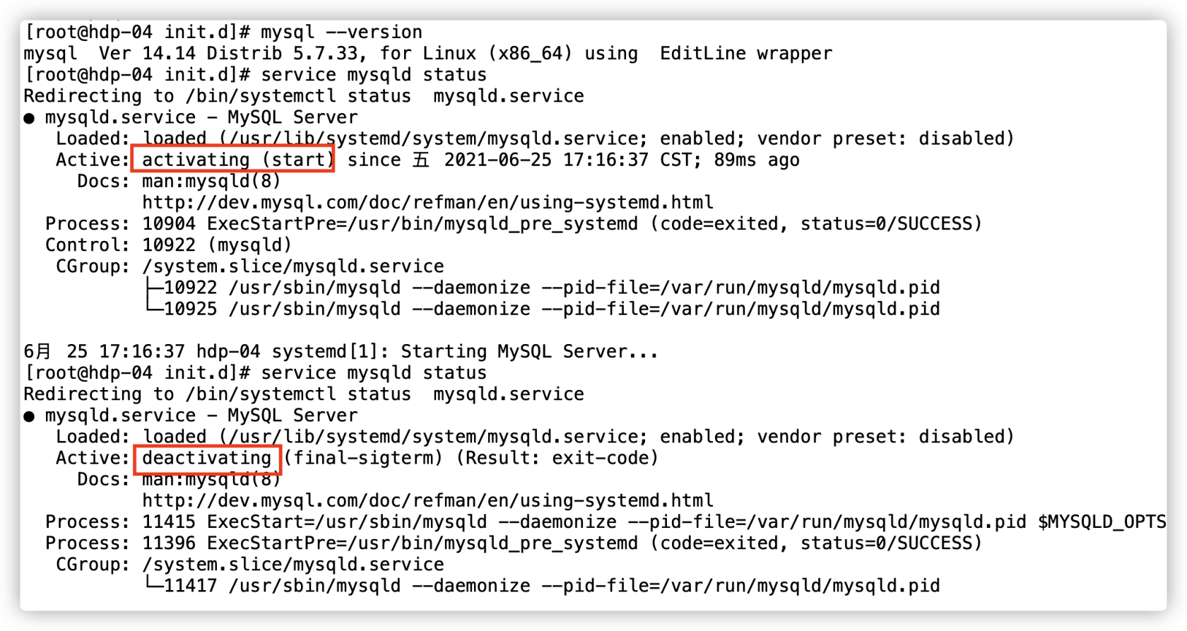 linux系统 mysql 一直启动不成功
