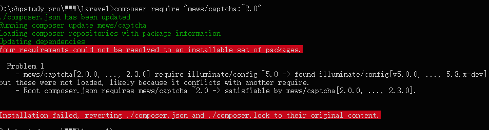 laravel8 使用 composer 安装composer require "mews/captcha:~2.0"报错 这个怎么解决求教