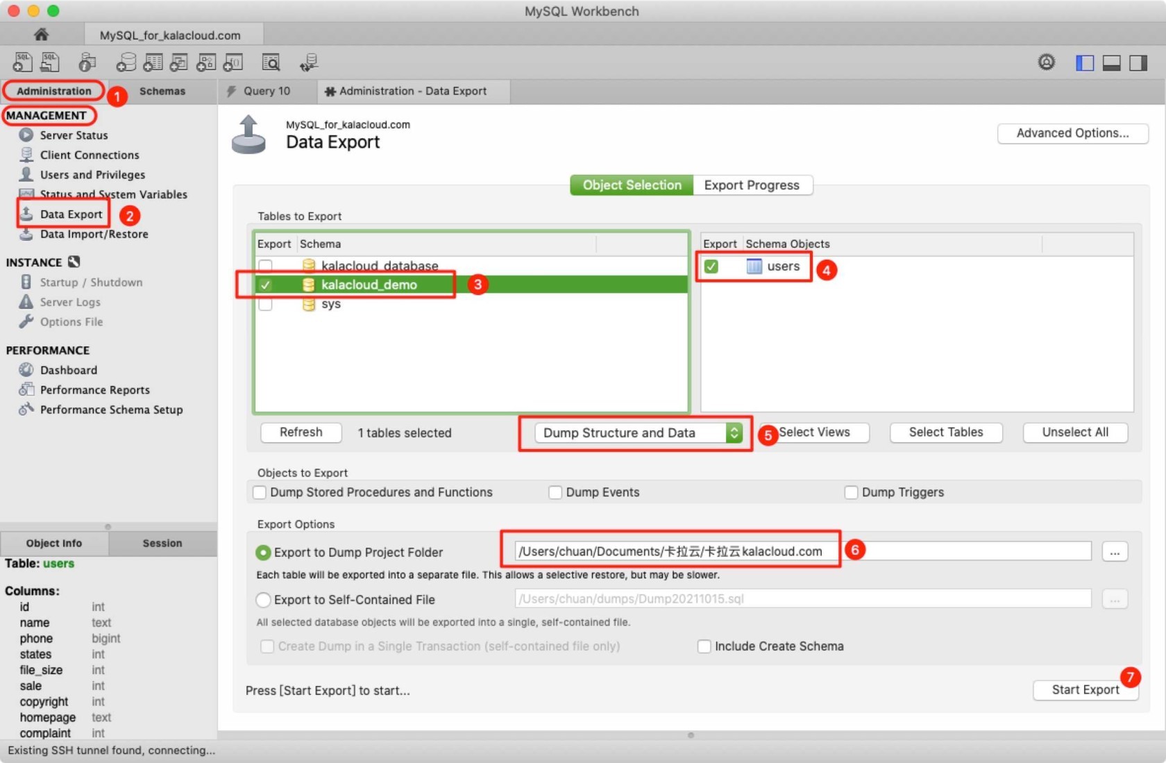 使用 MySQL Workbench 匯出資料