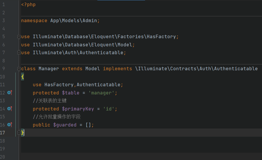 Laravel8 Argument 1 passed to Illuminate\Auth\EloquentUserProvider::validateCredentials() must be an instance of Illuminate\Contracts\Auth\Authenticatable, instance of App\Models\Admin\Manager given, called in E:\Programming\Php\Laravel\edu.28sjw\vendor\laravel\framework\src\Illuminate\Auth\SessionGuard.php on line 422