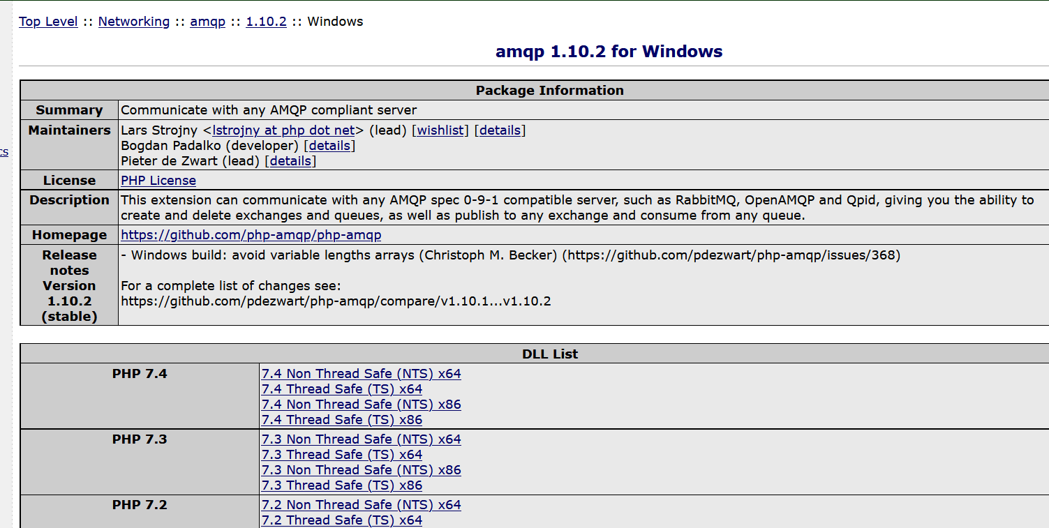 PHP:windows安裝AMQP擴充