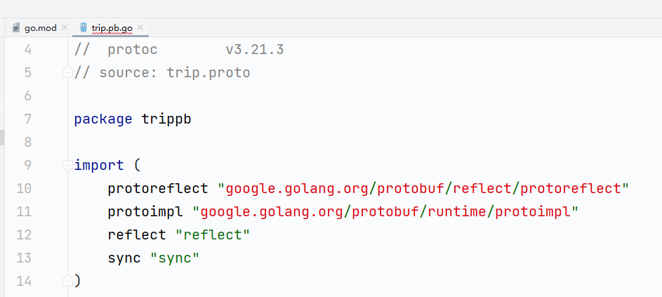 google.golang.org/protobuf 标红是啥原因