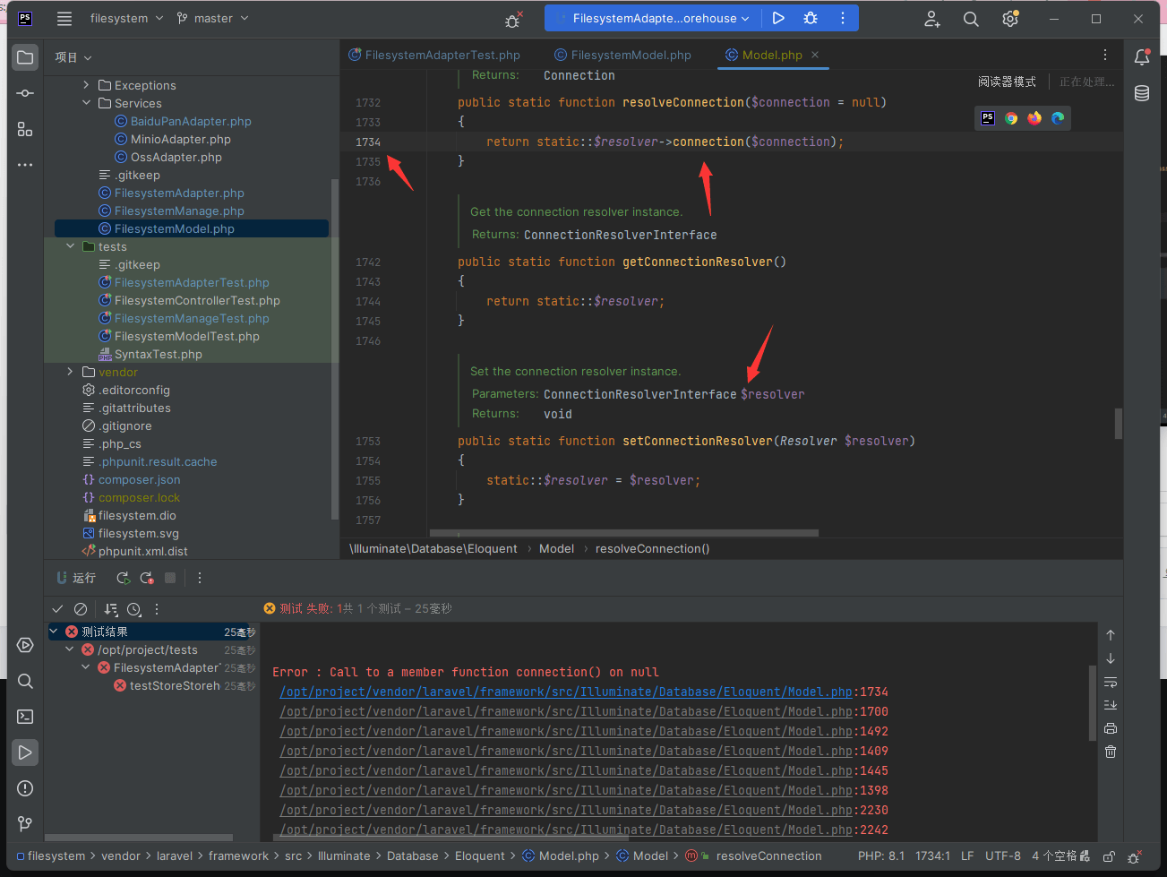 在扩展包的单元测试中使用 Laravel Eloquent ORM