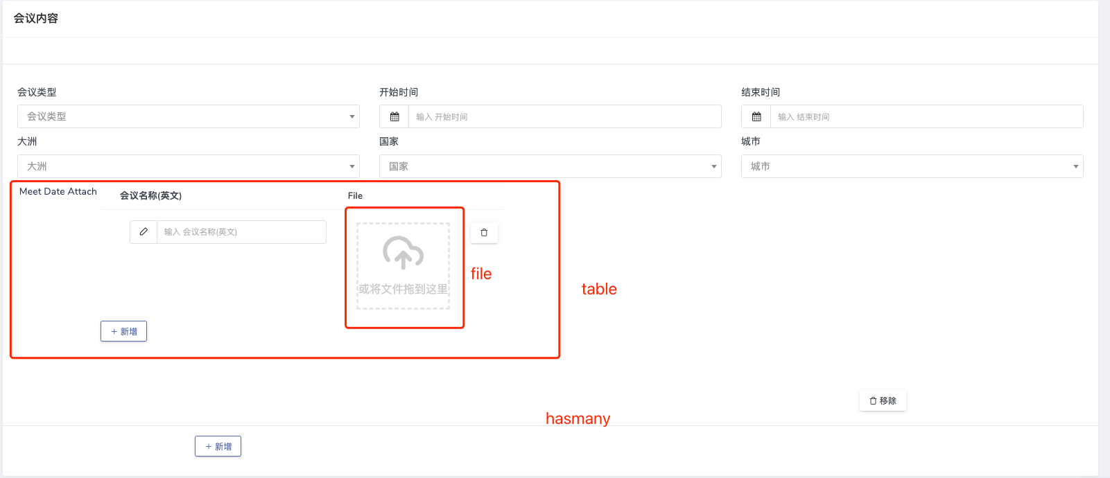 dcat admin hasMany里面怎么继续嵌套 table啊