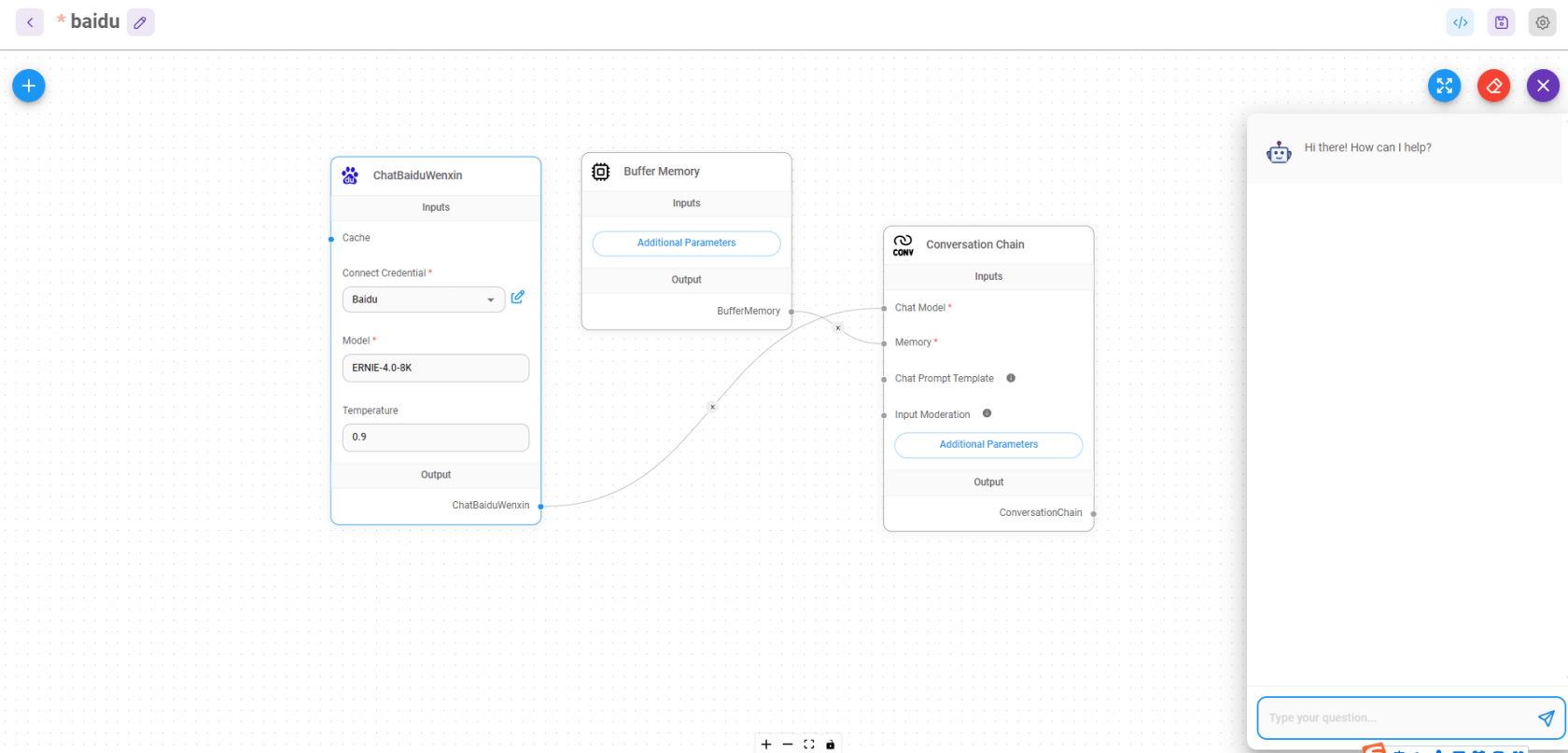 使用Flowise创建关联阿里通义、百度千帆、Openai大模型的聊天组件